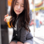 【リモバイお散歩】スレンダーエロ美乳なパンストOLがバイブ装着でスケベな街中散歩！声我慢で思わず絶頂アクメ！