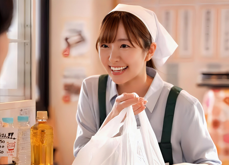 【街の元気印】「精が付くお弁当ですよ♡」働くエロスレンダー美乳な美人おばさんは男性客の相手がお上手らしく…青空ひかり