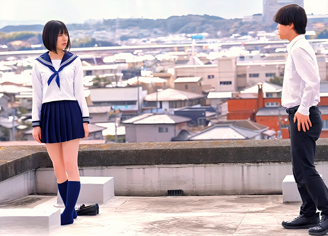 【ミニスカ女子校生】「どうせ死ぬなら一回ヤらせてよｗ」屋上で見かけたスレンダーエロロリ美少女制服ＪＫにお願いしてみたｗ