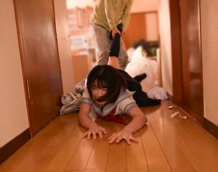 【女子校生レイプ】「もう…帰らせて下さい…」制服姿のスレンダー美乳な美少女JKが隣人オジサンに犯され中出しセックス