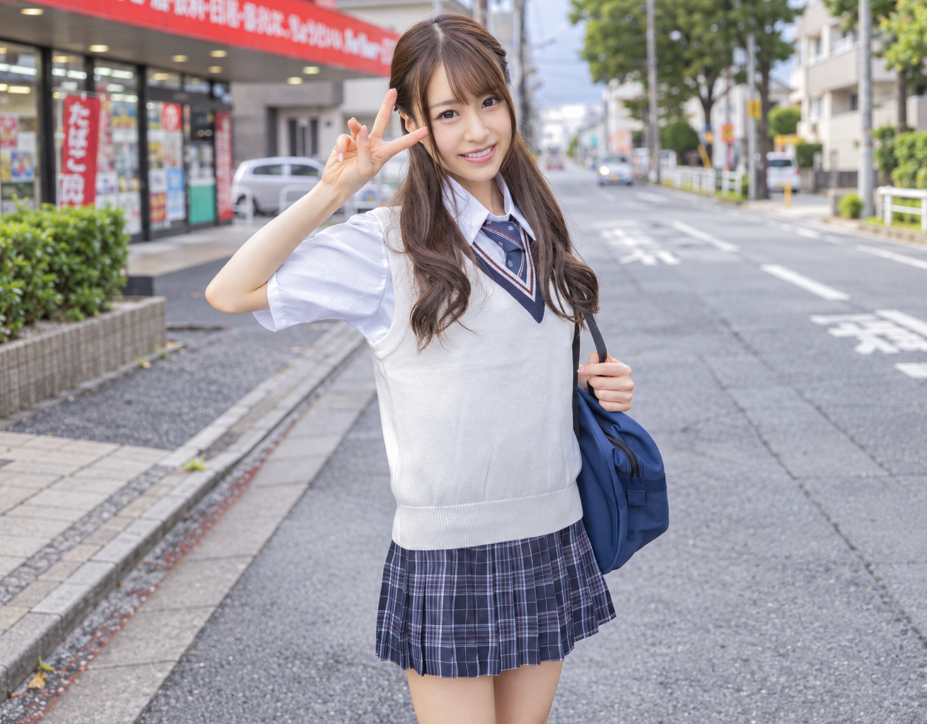 【MM号・貧乳JK】「すごい…大きいです…♡」ミニスカ制服のエロロリ美少女ギャル風女子校生にデカチンを見せたら欲情したようで…