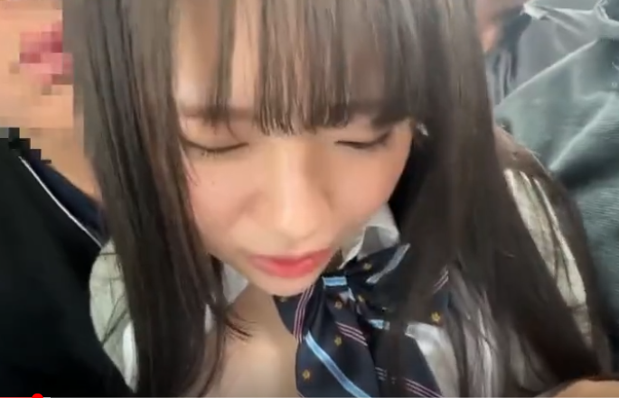 【痴漢レイプJK】「早く…降ろして…」ミニスカ制服のスレンダーエロ美乳な美少女JKが車内でイラマチオされちゃう！