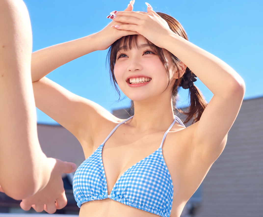 【素人水着美女】「えッ…私胸小さいんで…」ナンパされて美乳でパイズリをする健気なスレンダーロリ顔水着美女