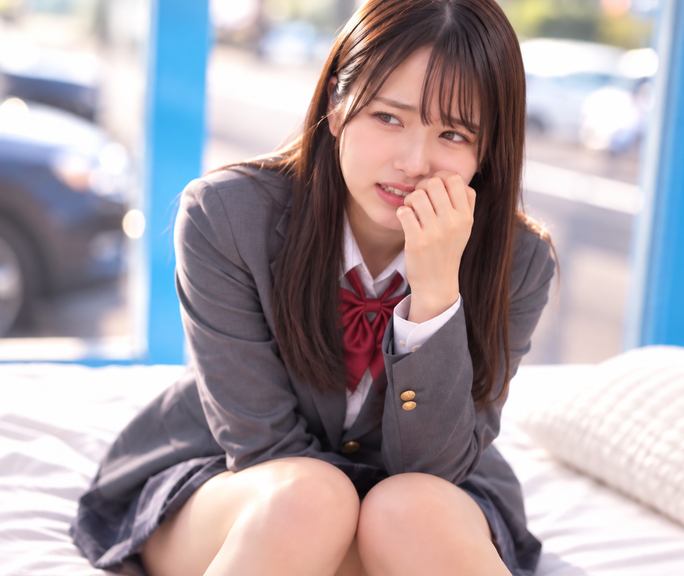 【MM号・女子校生】「私だって気づいて…」ミニスカ制服のエロロリ美少女JKがスケベ企画でクンニされますが…